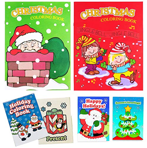 4E's Novelty 24 Pack Christmas Coloring Books and Mini Holiday Activity Books, Set, 12 Christmas Coloring Books, 12 Mini Holiday Fun Game Books