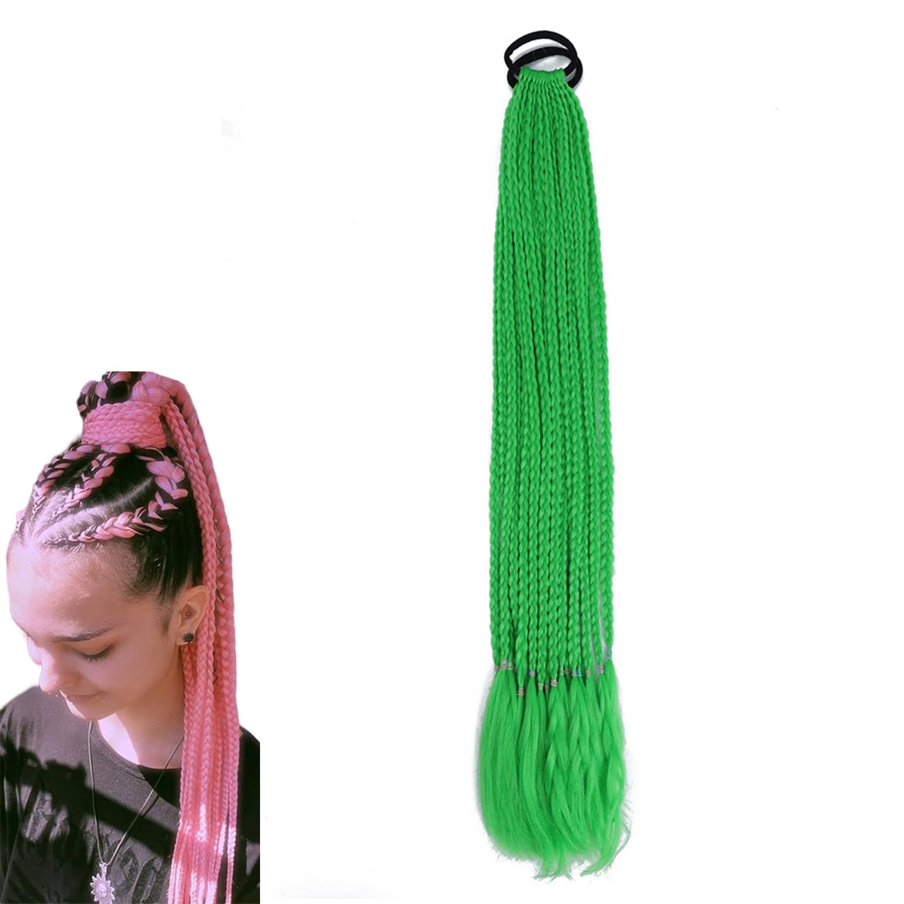 prinfantasy Braiding Hair Braided Hair extension Synthetic Braid Texture Hair for Braiding Green Curly Braiding Hair BZ144