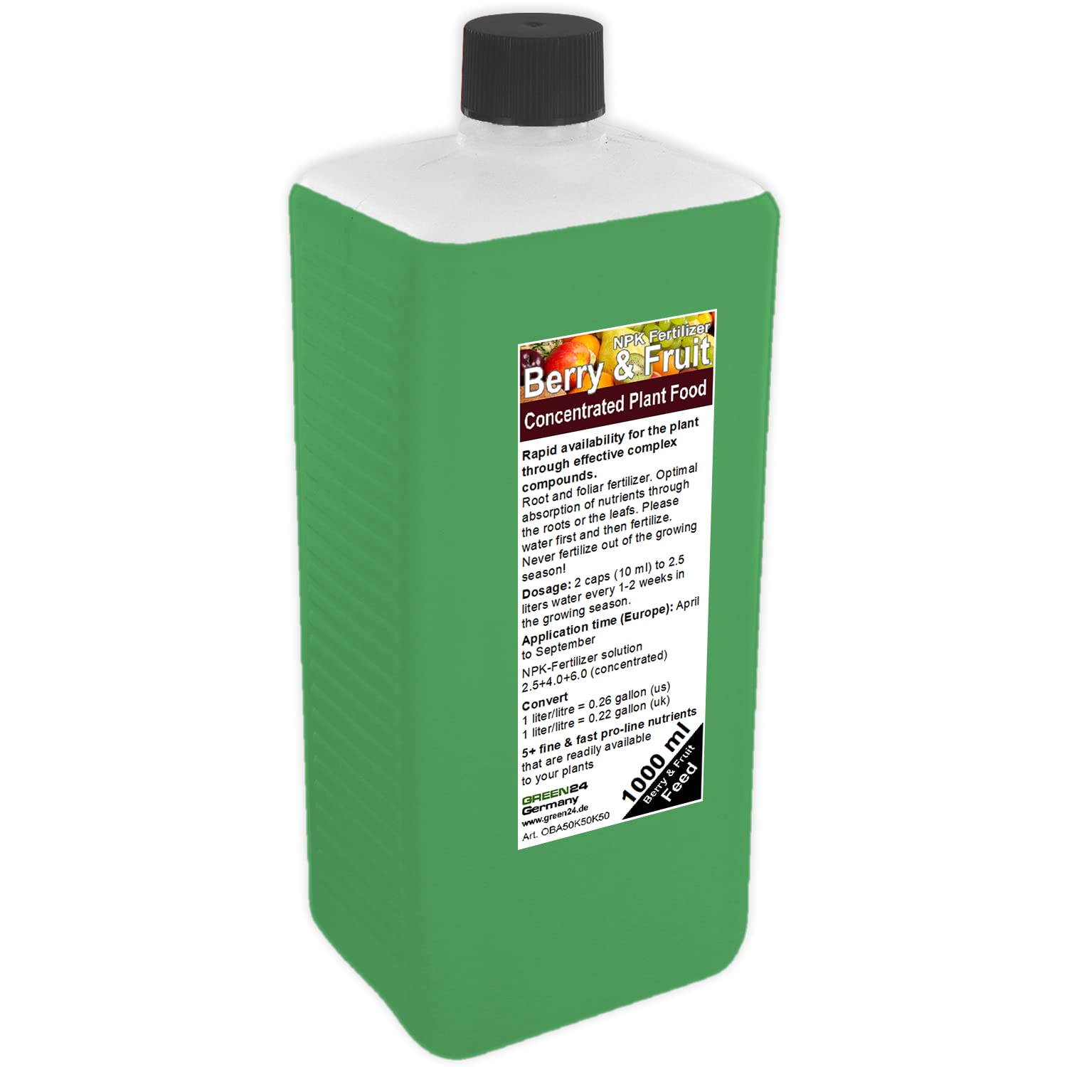 GREEN24 Engrais HIGH-TECH pour arbres fruitiers et arbustes à baies, fertilisation de fruits et de baies 1000 ml concentrer