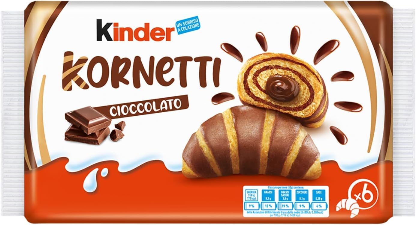Kinder - Kornetti al cioccolato - 6pcs - 252g      Grocery
