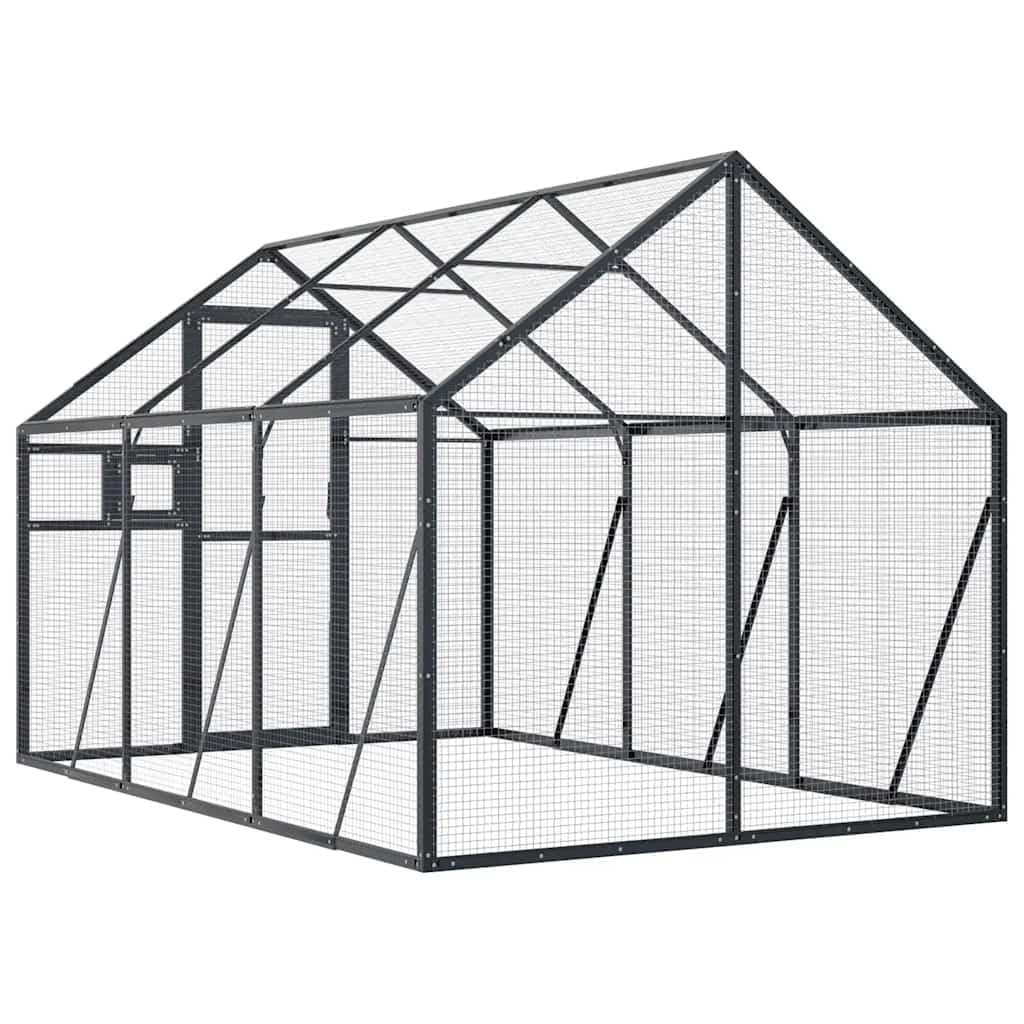 Voliere Anthrazit 1,79x3x1,85 m Aluminium,Tier- & Haustierbedarf,Haustierbedarf,Vogelbedarf,Vogelkäfige & -ständer,Anthrazit,33.34 kg-3155802