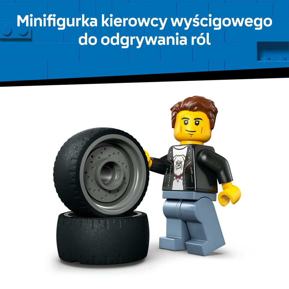 LEGO City Hot Rod, samochód wyścigowy, zabawka dla dzieci od 5 lat, wyścigówka i minifigurka kierowcy, pomysł na prezent dla 5-latka na urodziny, klocki dla chłopca i upominek dla dziewczynki 60485