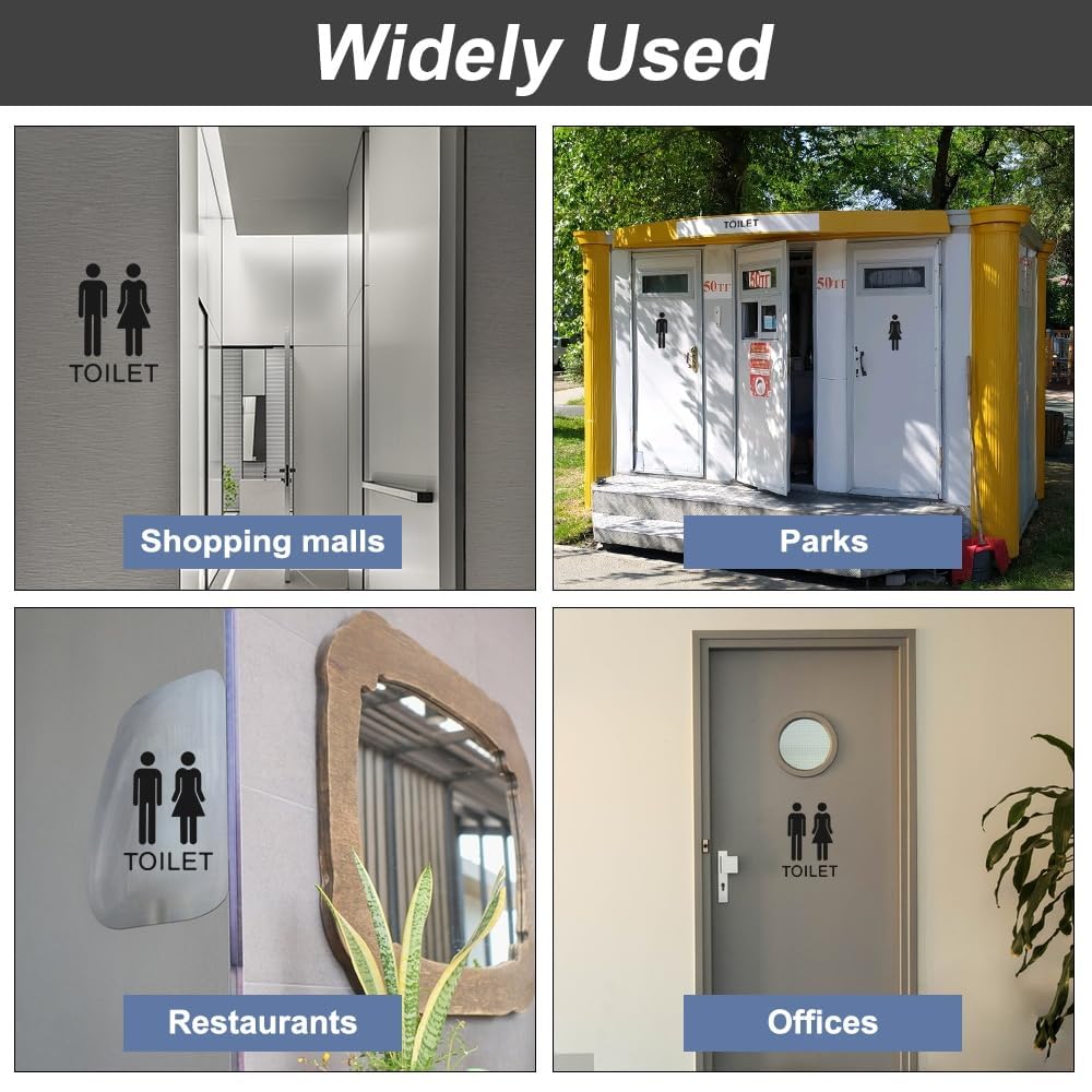 Cartel de Inodoro, Símbolo de Inodoro Cartel Baño Mujer Hombre WC Placa para Puerta de Inodoro, Adhesivo Señales Baño Pegatina para Inodoro Baño Cartel Señal WC