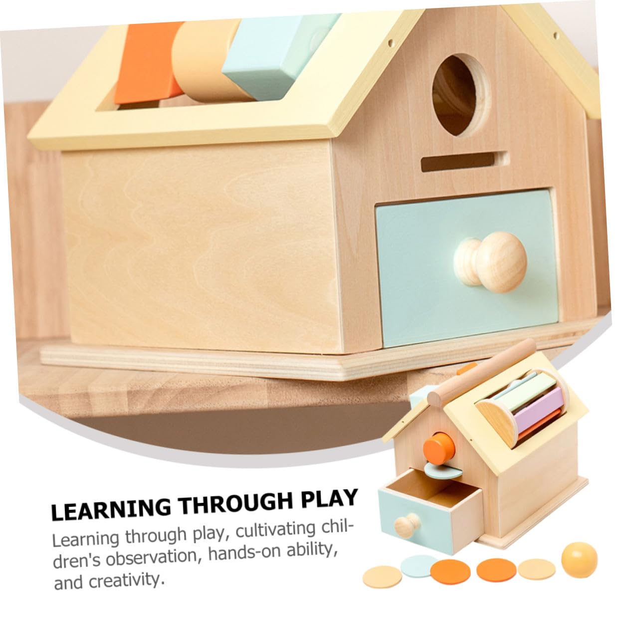 Mikinona Juguete Educativo Montessori de Madera para Bebés de 1 a 3 Años, Caja de Monedas Segura para Entrenamiento de Habilidades Motoras Finas en Educación Temprana