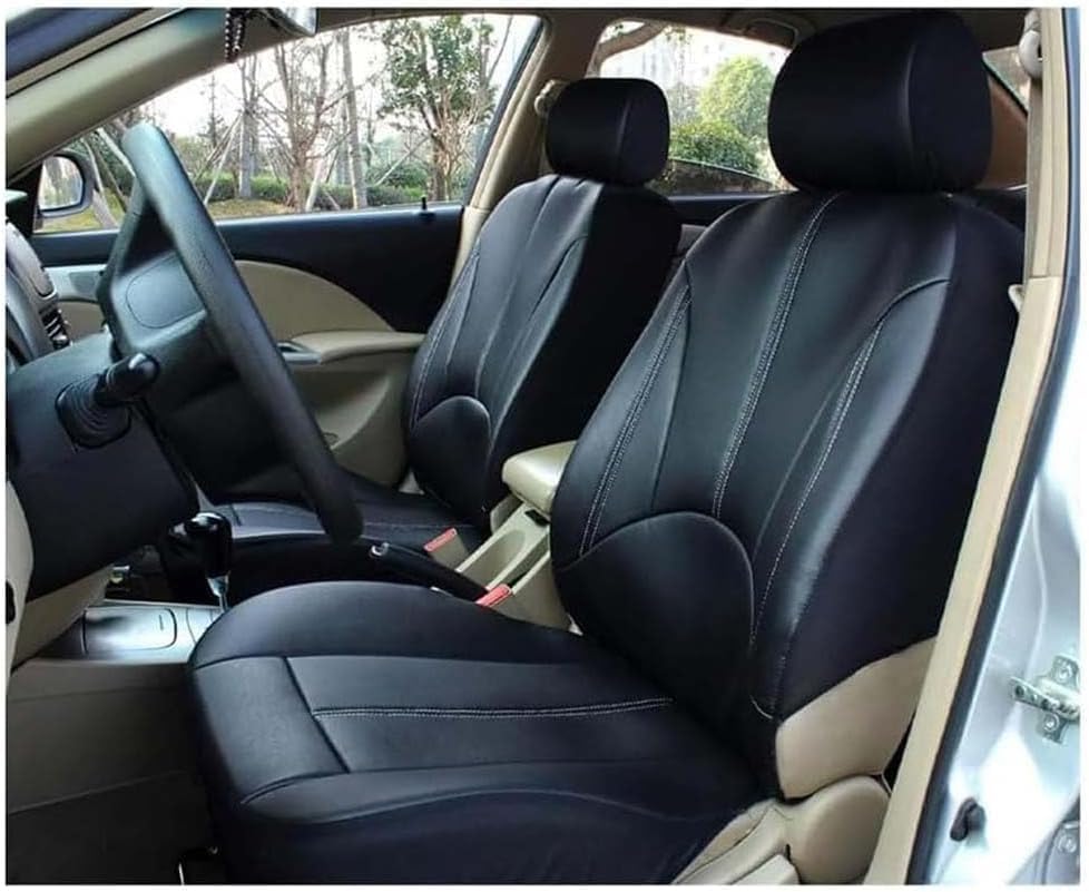 Dla Renault Clio 2006-2025, Pokrowiec na siedzenie samochodowe Pokrowiec na siedzenie ze skóry PU Kompletny zestaw Akcesoria do wnętrza samochodu,A/czarny