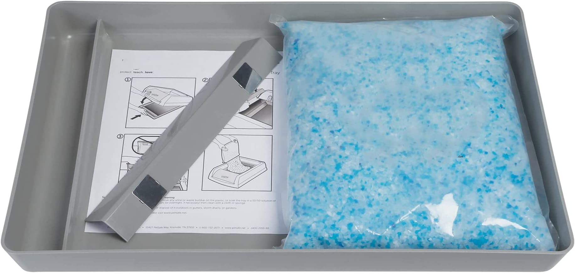 Scoopless Reusable Tray for Cat Litter Box - Includes 4.5 lbs of Premium Blue Non-Caking Crystal Litter - Compatible with All Scoopless Self-Cleaning Litter Boxes