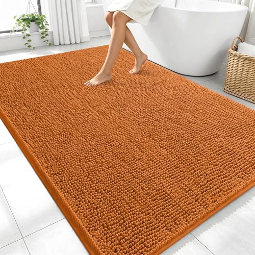 Image of OLANLY Large Bathroom Rugs 70x46, Extra Soft Absorbent Chenille Bath Rugs, Rubber Backing Quick Dry, Machine Washable Bath Mats for Bathroom Floor, Tub and Shower, Home Decor Accessories, Clay