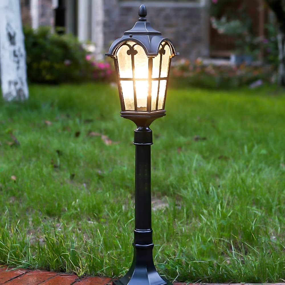 ZR98US Outdoor Courtyard Lawn 1-Light Glass Shade Path Lights Water Waterproof Yard Lamps Exterior Floor Mount Chandelier
