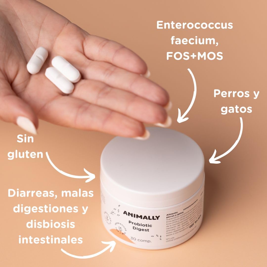 Probiotic Digest 30 Comprimidos | Salud digestiva, probiótico para Perros y Gatos | Repara la Flora Intestinal, Protege el Sistema Inmunológico | Combate Diarrea, Gases y Vómitos |