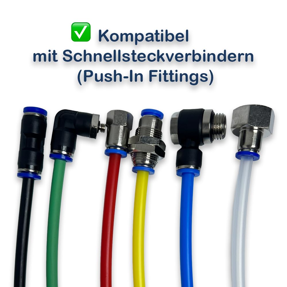 100m Polyethylenschlauch - 6/4mm (Außen-Ø/Innen-Ø) - Druckluft Pneumatikschlauch Wasserschlauch - Farbe: schwarz