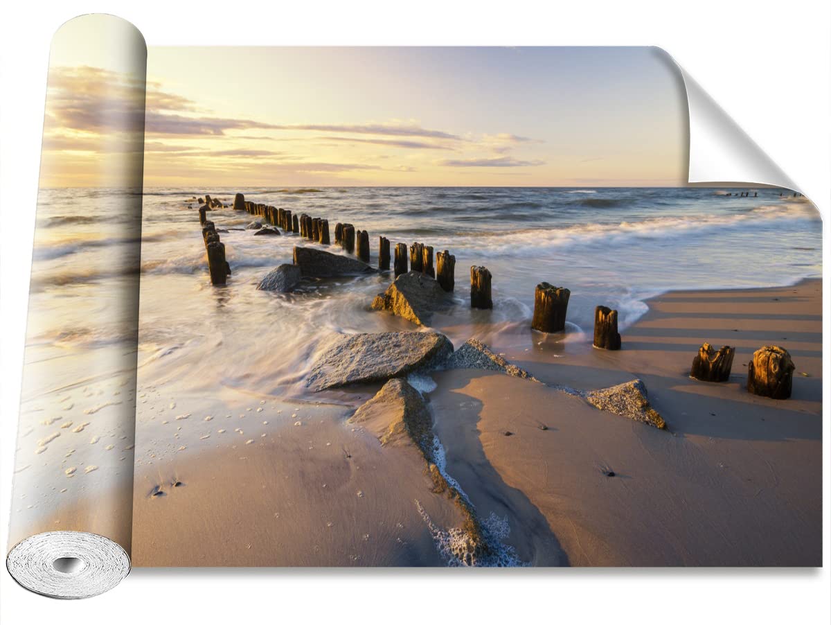 Stickers muraux plage de mer Tulup papier peint moderne 312x219cm