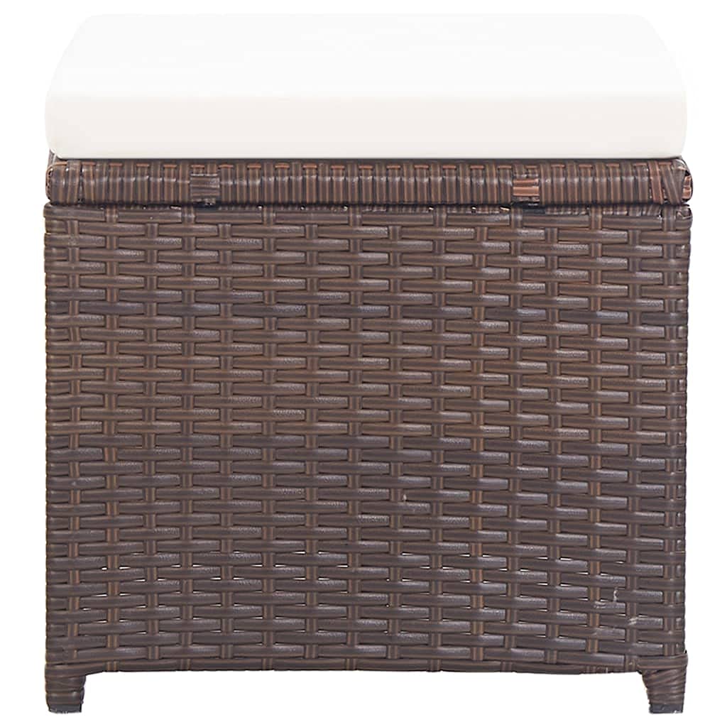 vidaXL Lot de 2 Tabourets de Jardin avec Coussins, Chaise de Pub, Siège de Terrasse, Meuble de Bistrot Patio Extérieur, Résine Tressée Marron