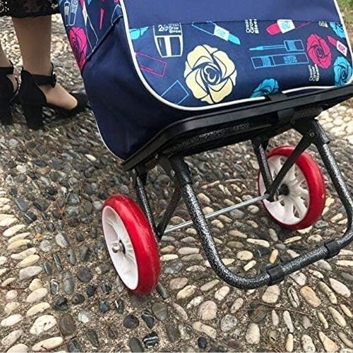 Trolley Multi-Function Shopping Cart Folding Trolley Large Capacity Light Weight Wheeled Trolley Push Cart Bag with 2 Wheels Storage Hand Trucks,Black(Wine Red)