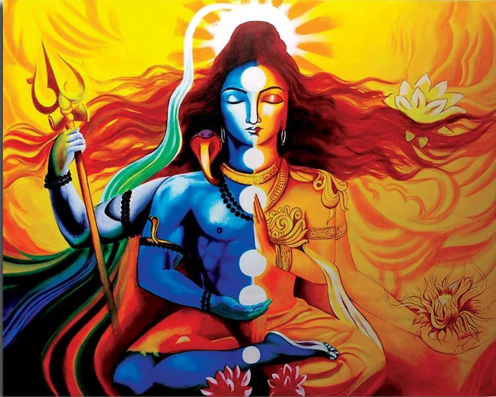 TULIP N TURTLE Shiva Shakti Diy Acrylic Paint By Number Kit For Adults Kids Beginner Number Painting Kit Diy Canvas Painting By Number Wall Decoration Diy Painting Kit ,Multi-Coloured