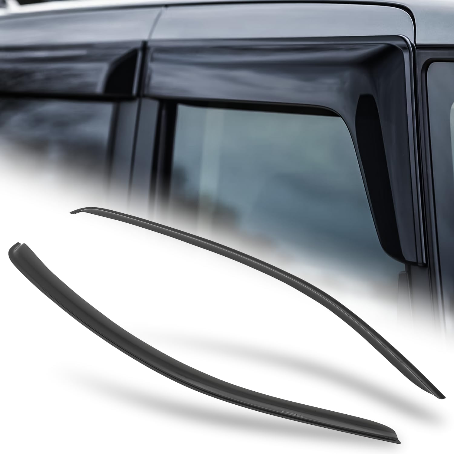 M-AUTO Window Visors Rain/Sun Guards Compatible with 00-06 Ford Focus Zx3 Hatchback 2-Dr, Tape-On Car Window Deflectors, 2PCS