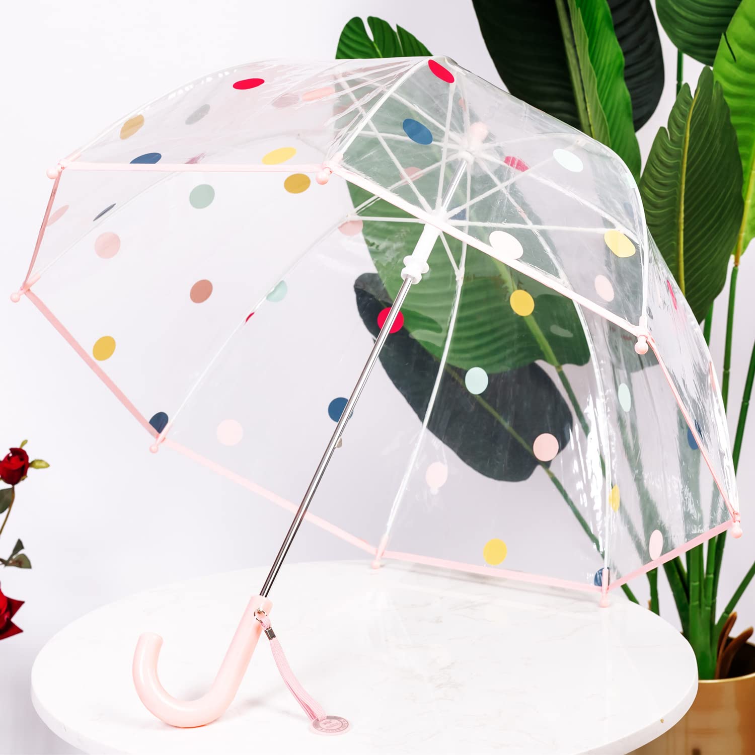 ThreeH 2 Paquets Parapluie pour enfants Léger Cadre en fibre de verre Coupe-vent Arceau de sécurité Perles arrondies pour Garçons Filles âgés de 3 à 10 ans