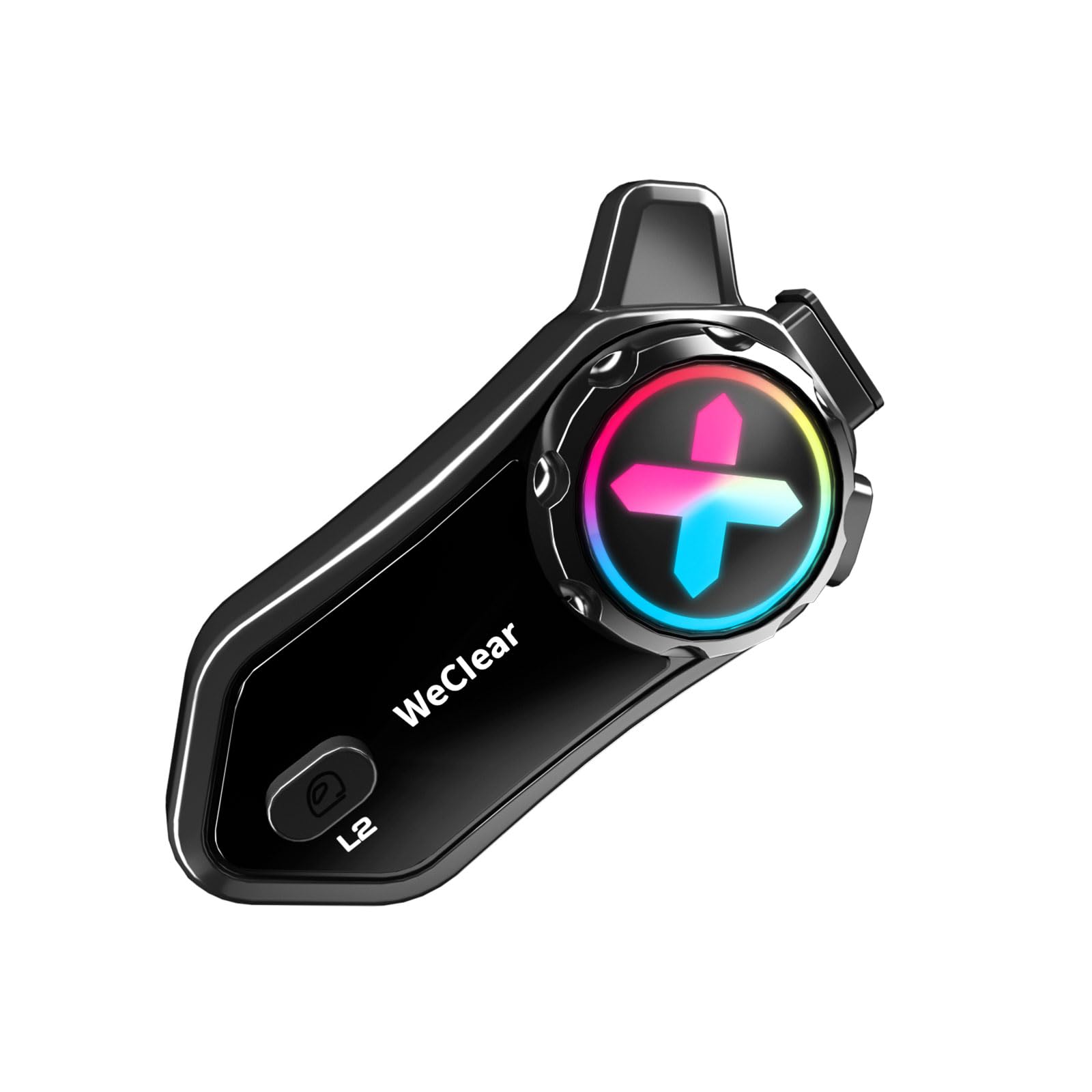 L2 Interfono Moto Bluetooth 5.3, Auricolare Casco Impermeabile IP67 | Interfono moto con batteria 1000mAh per 35H di autonomia, Supporta condivisione musica e luce RGB