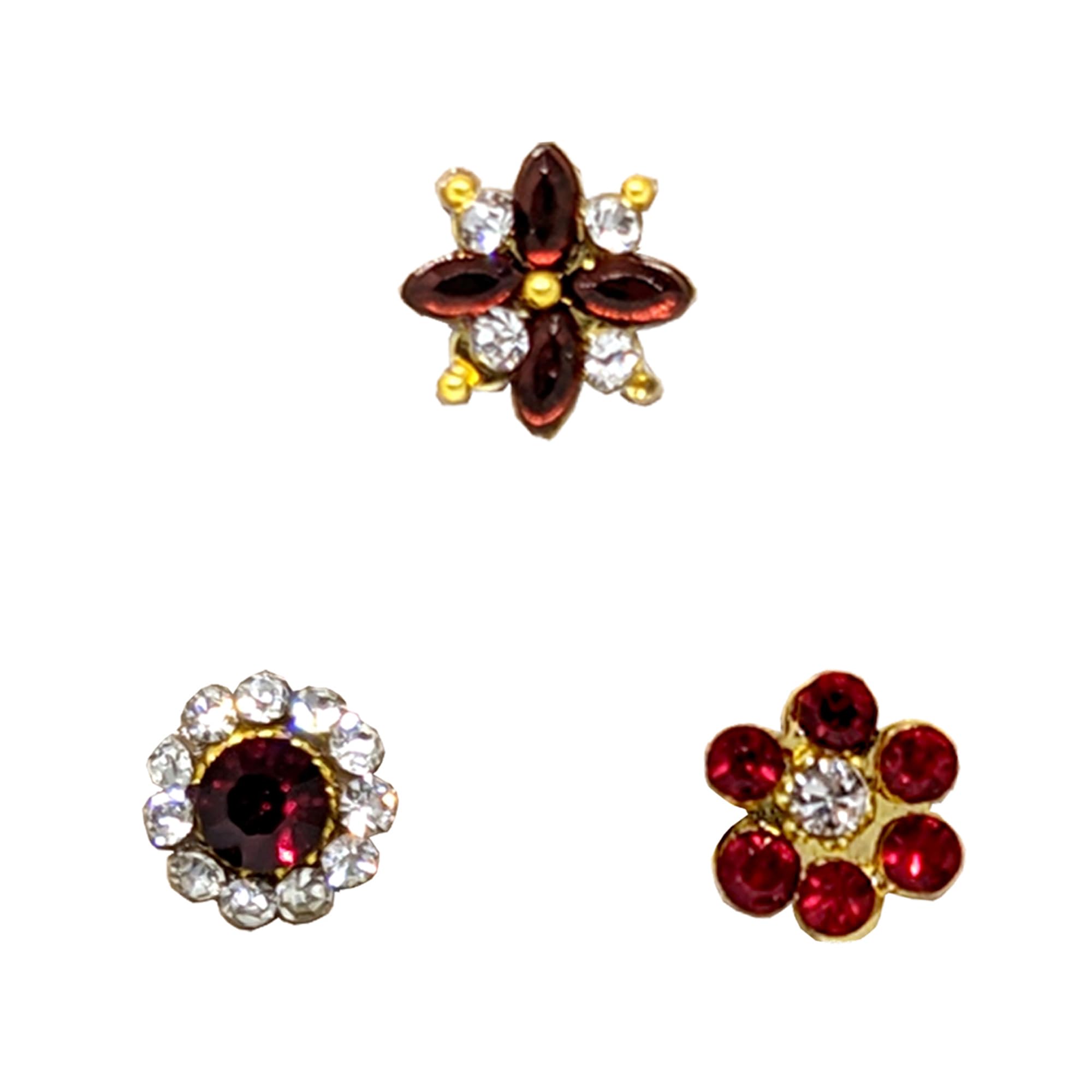 comet busters Beautiful Handcrafted Maroon Nose Studs Stick Ons Self Adhesive Fake Nose Studs (NS032)-picture-0