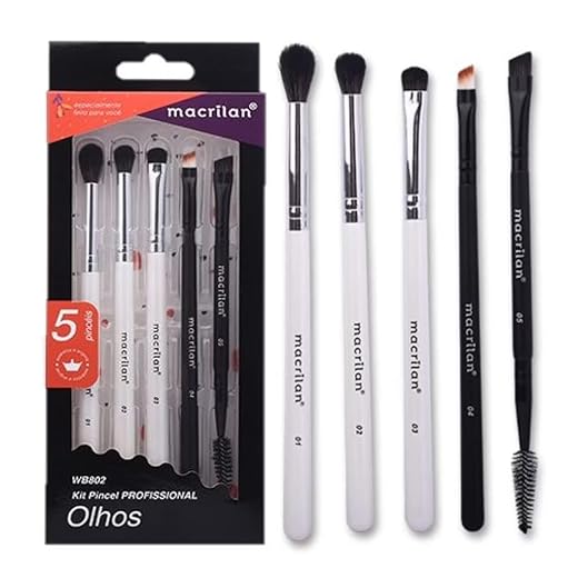 Macrilan Kit Com 5 Pincéis Profissionais De Maquiagem Para Os Olhos, WB802