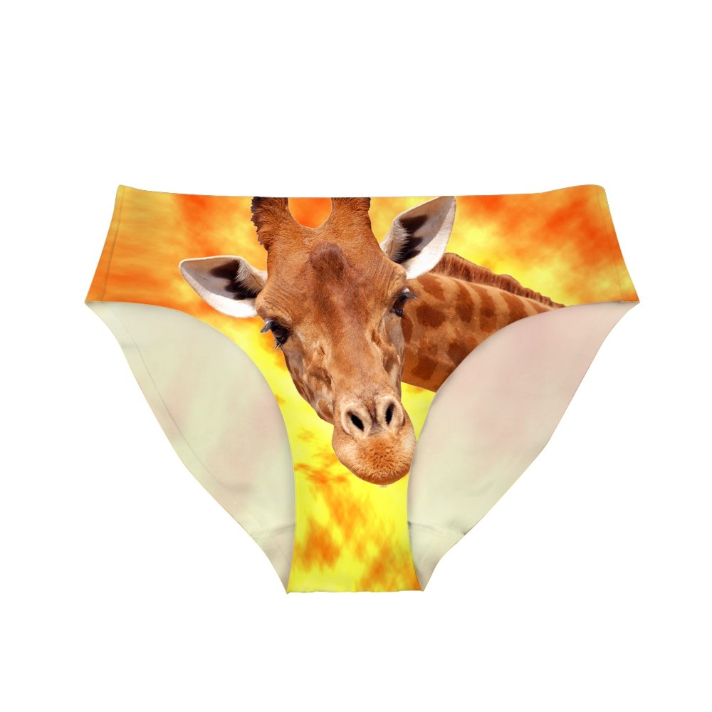 HUGS IDEA Giraffe Print Hipster Underwear Briefs Women Sexy Panties Comfortablely S