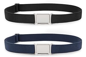 Toddler Boys Elastic Belt, 2-Pack Adjustable Magnetic Belt for Kids