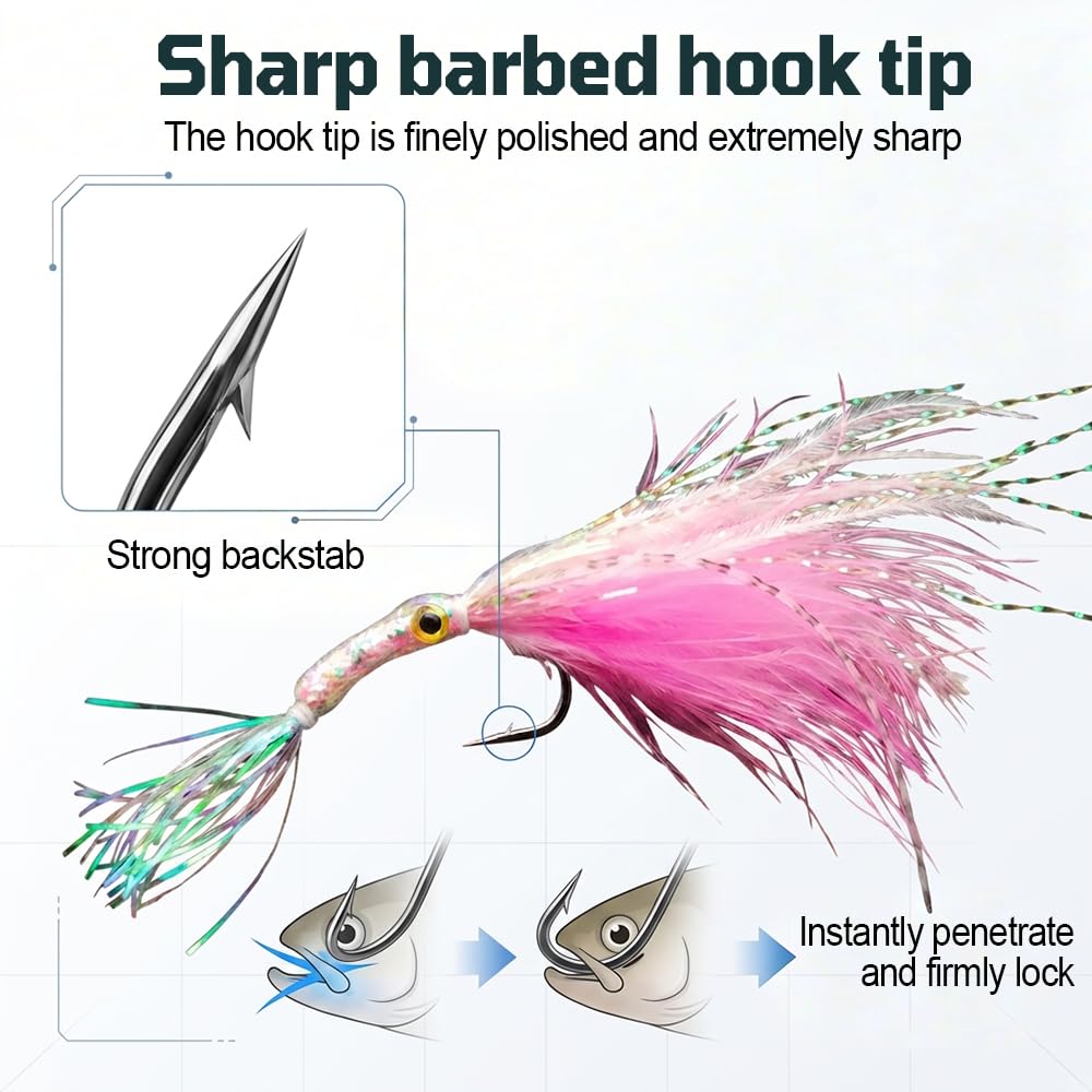Kit De 9 Leurres Streamer - Plumes Et Métal, Hameçon 2/0, Boîte De Rangement - Pour Saumon, Truite, Brochet, Bar - Eau Douce Et Salée