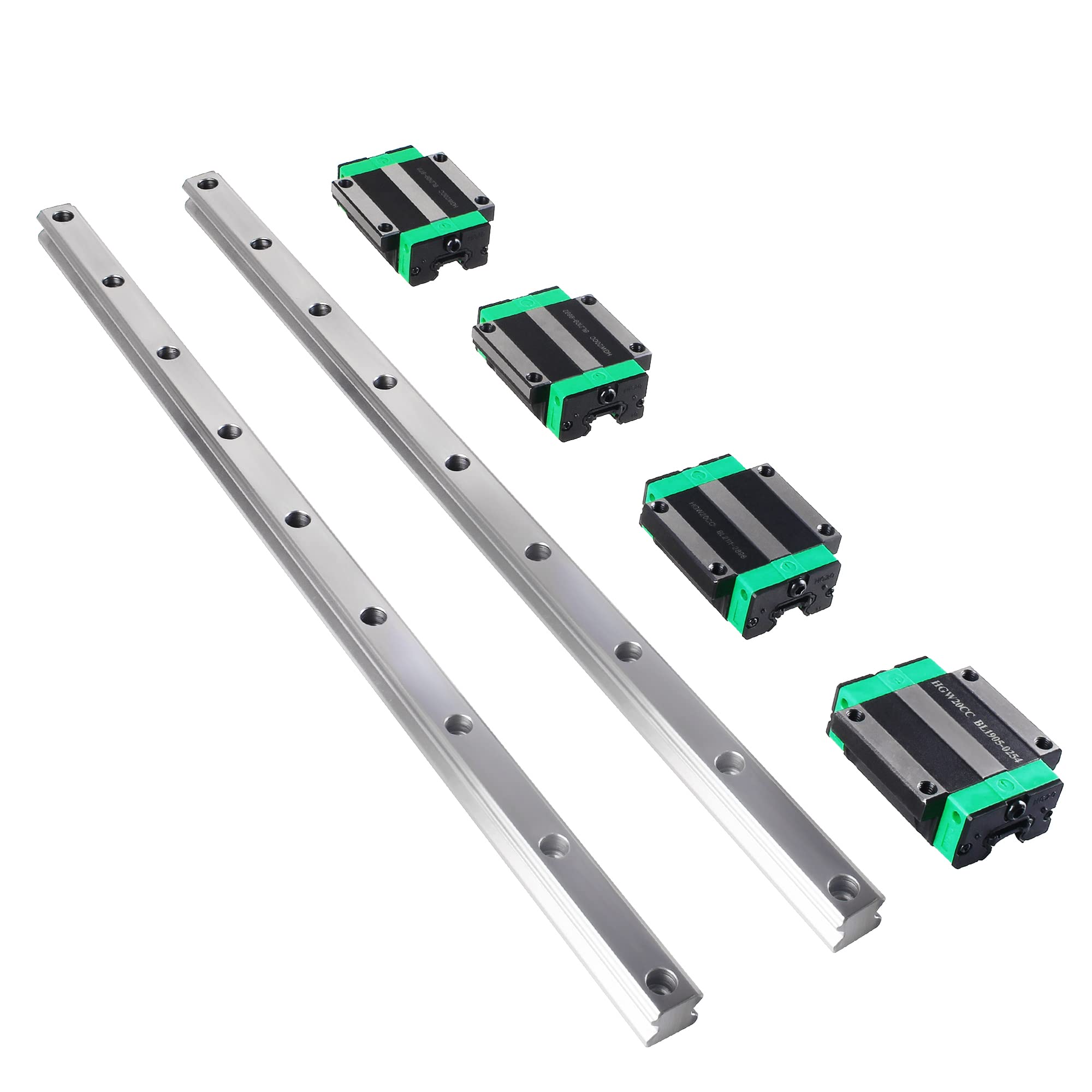 CNCMANS Guía lineal 2 unidades HGR20-1500 mm guía lineal con 4 piezas HGW20CC bloque deslizante para máquinas automatizadas (HGR20 1500 mm)