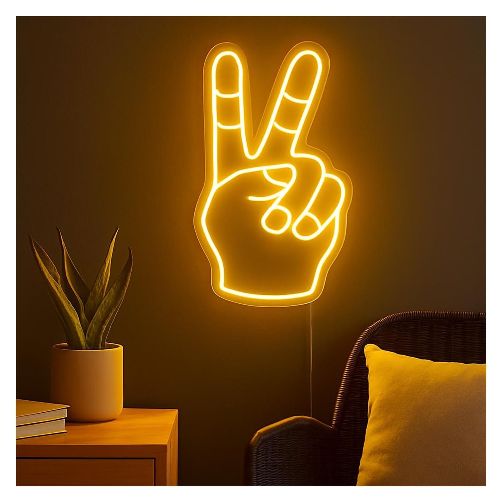 SHOUXI Sign Lamp Gesture Neon Sign, Suitable for Home Wall Decor with Dimmable 51cm