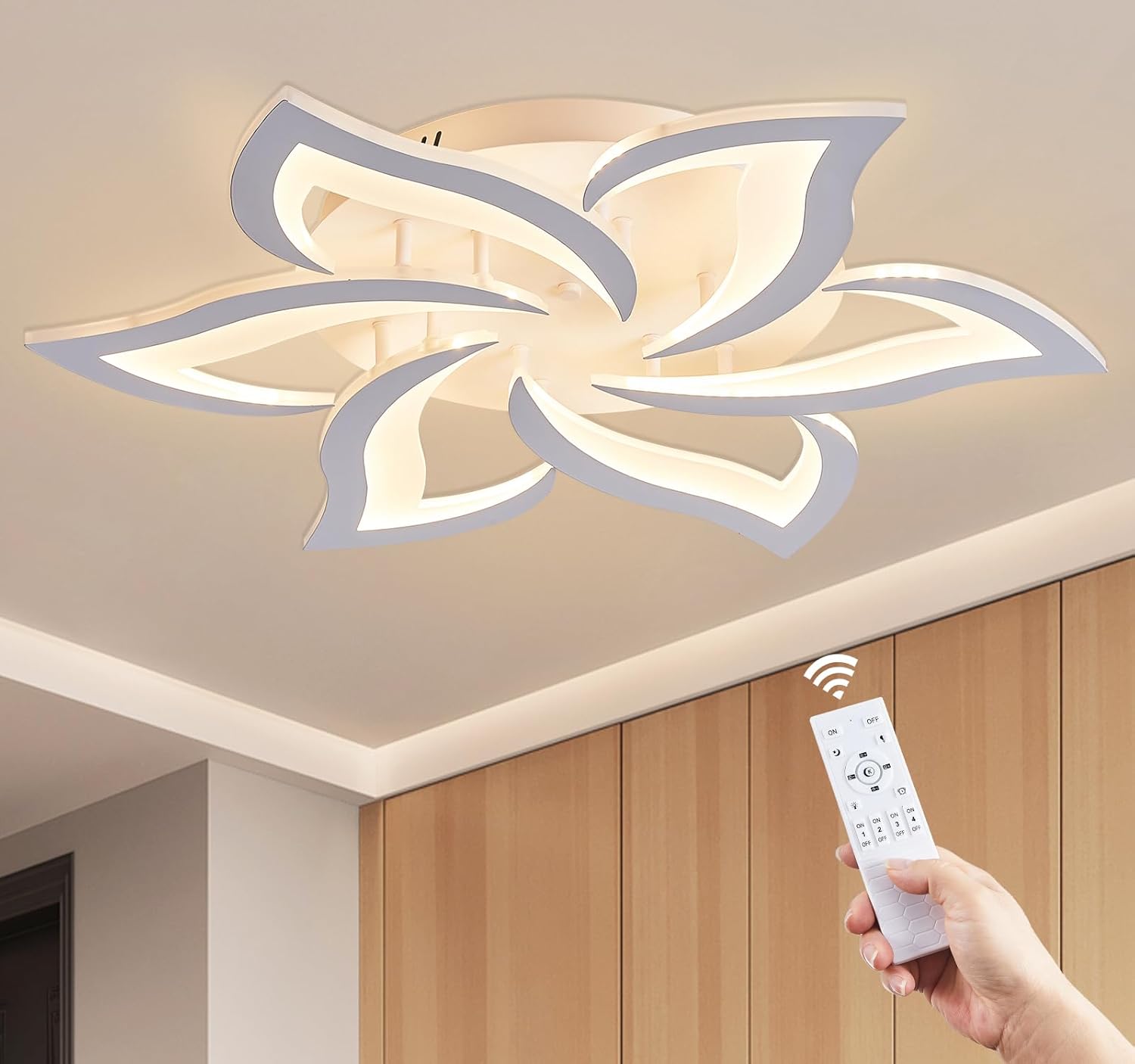 Amazon.com: MichiDeco Modern LED Ceiling Light,Dimmable Chandelier with ...