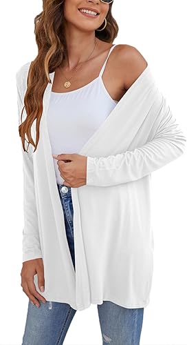 Miniatura 5 de Ladlop Cárdigan ligero con frente abierto para mujer, manga larga, casual, suave, drapeado, cárdigan de otoño