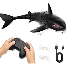 2.4GHz Remote Control Shark Toys for Kids, Electric RC Shark Boat with Light, 118 Scale High Simulation Shark Pool Toy, USB Rechargeable RC Water Toys, Toy Shark Gifts for 5+ Year Old Boys Girls