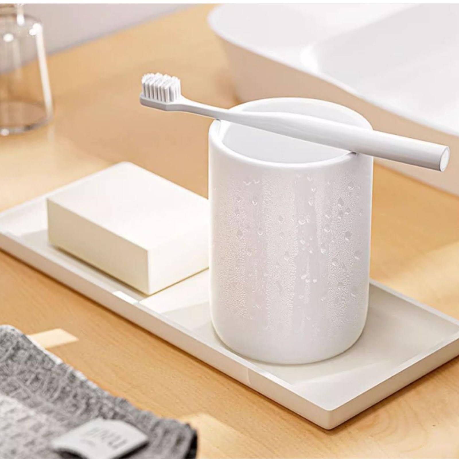 Organizer per Spazzolino da Denti Portaspazzolino for Bagno, Organizer for Tazza di Dentifricio Ad Asciugatura Rapida Accessori da Bagno(White)