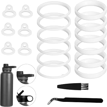 PEUTIER 20pcs Water Bottle Lid Replacement for Thermoflask 24/32/40/64oz, Water Bottle Gasket Replacement Silicone Sealing Ring Water Cup Seal Ring for Water Bottle Straw Lid& Spout