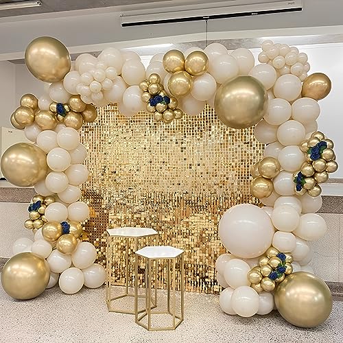 Image of Voircoloria 110pcs Metallic Gold Balloons 12inch Chrome Gold Latex Party Balloons for Graduation, Wedding, Birthday, New Year, Baby Shower, Anniversary Party Decorations