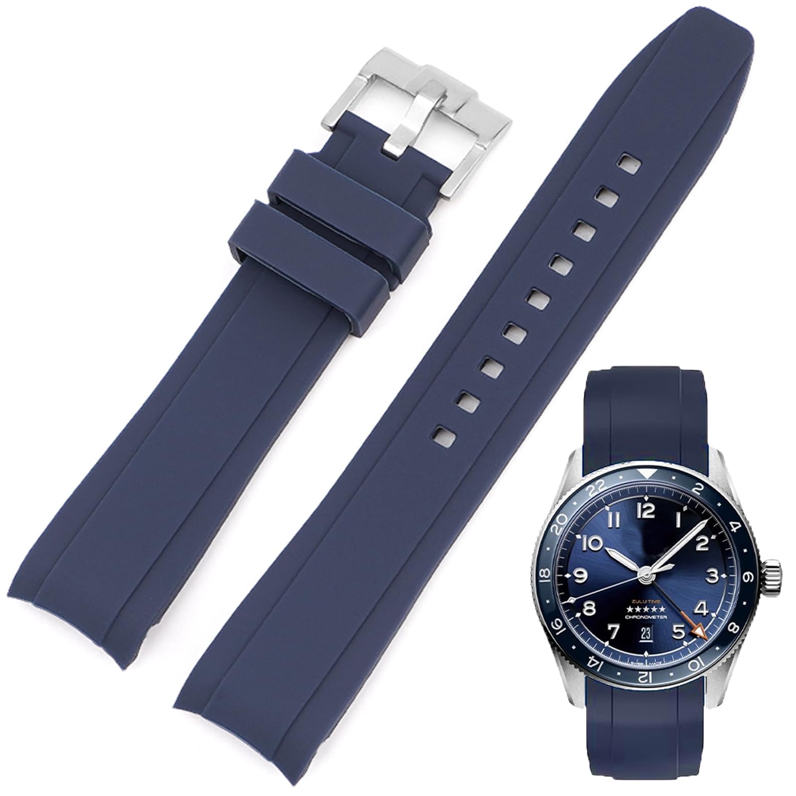 Photo 1 of Boache Silicone Watch Band Curved End No Gaps 18mm 19mm 20mm 21mm 22mm Waterproof Soft Durable Silicone Rubber Straps Universal Replacement Bands Strap for Men Women