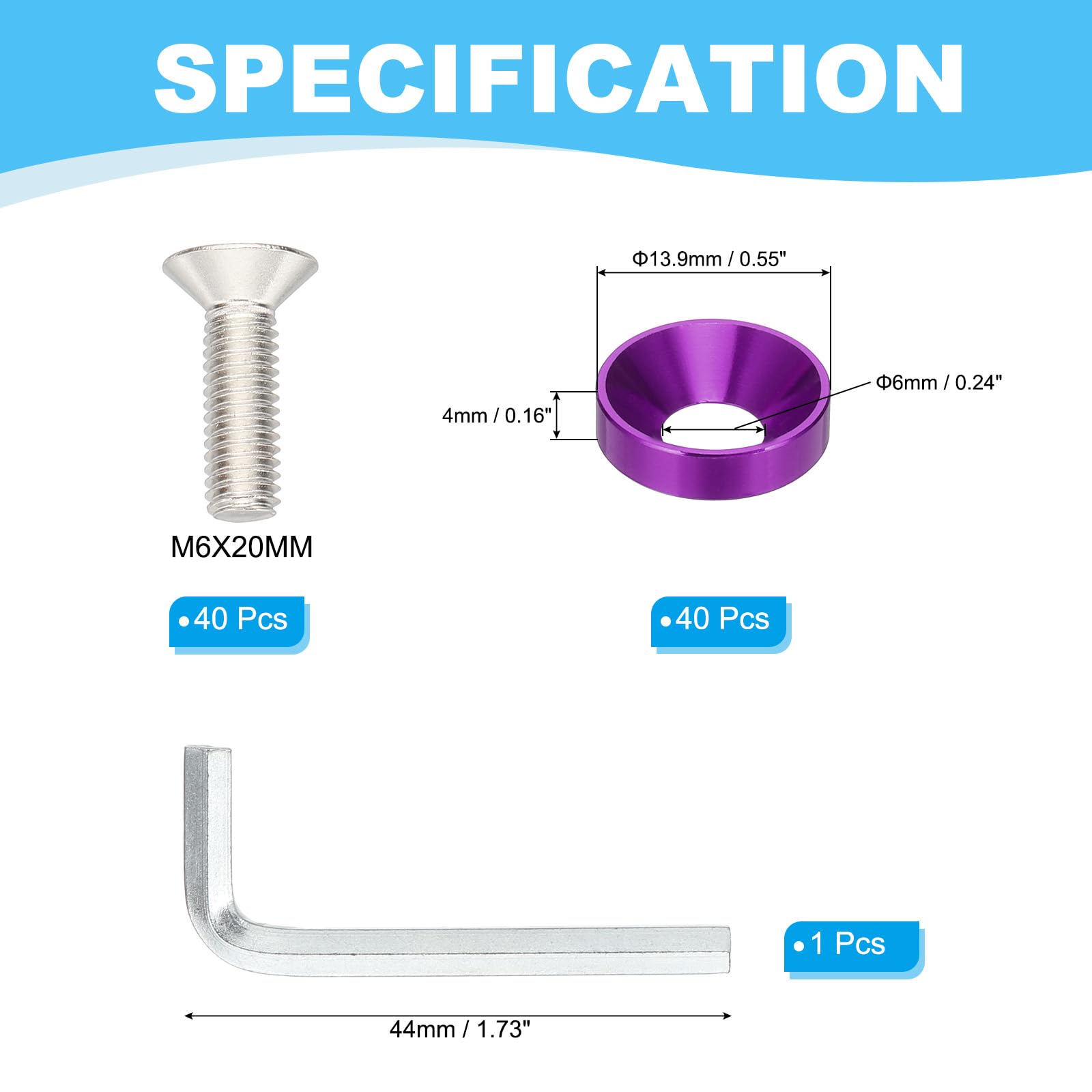 PATIKIL M6 Finish Countersunk Washer Kit - Image 2