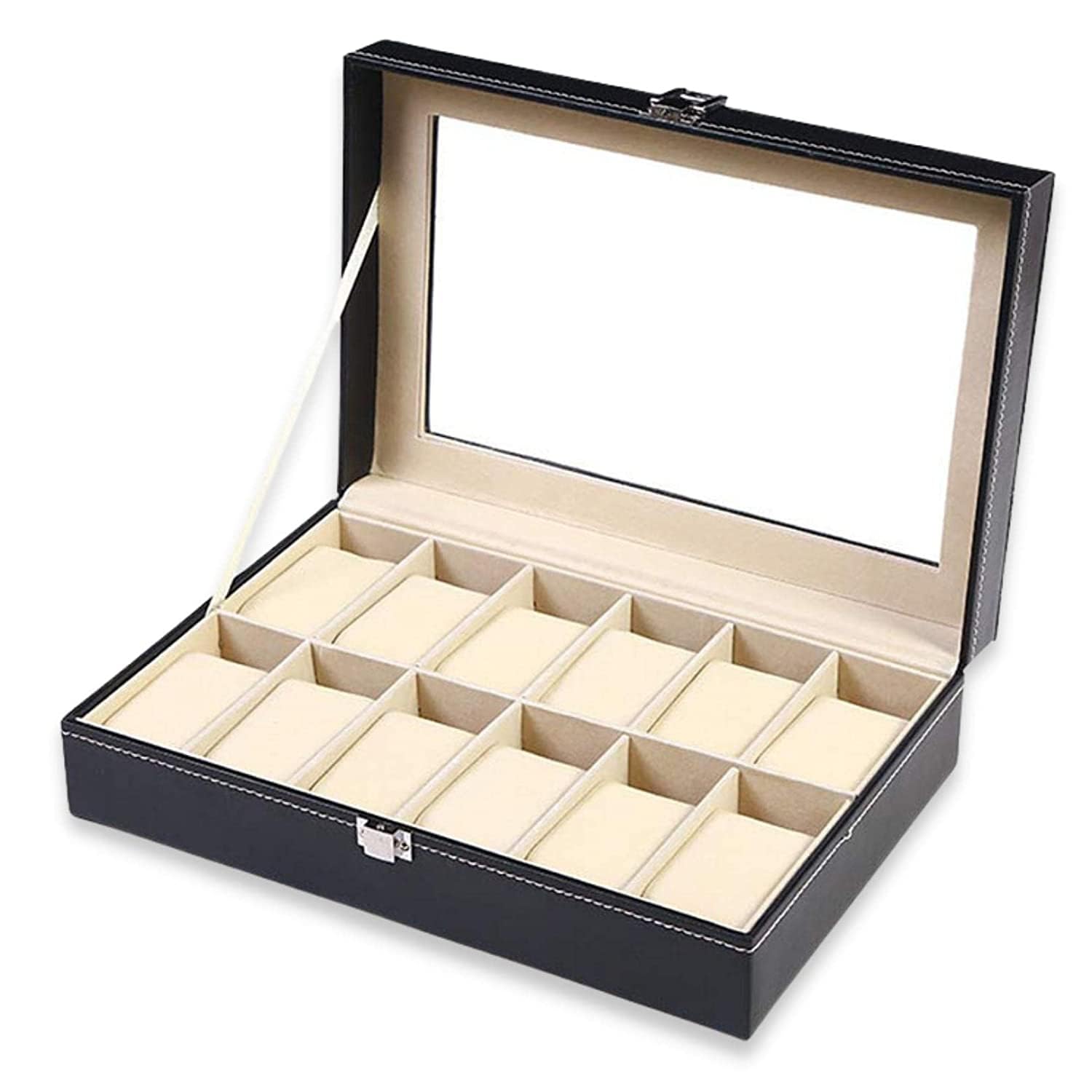Homaxa Watch Box for 12 Watches | Watch Case | Watch Holder | Watch Organizer Designer/Black_ Pu Leather (B0CBFVNTJ9) Amazon Price History, Amazon Price Tracker