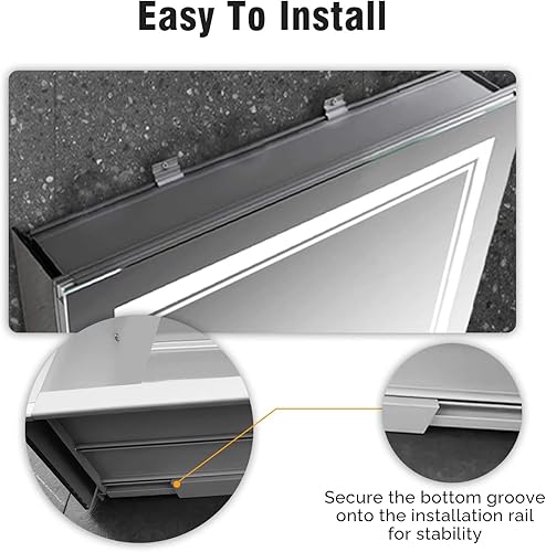 Miniatura 6 de LADEED Gabinete de medicina LED de 2023 con espejo, 20 x 26 pulgadas, luces de espejo de medicina iluminadas, puertos USB, salidas eléctricas,