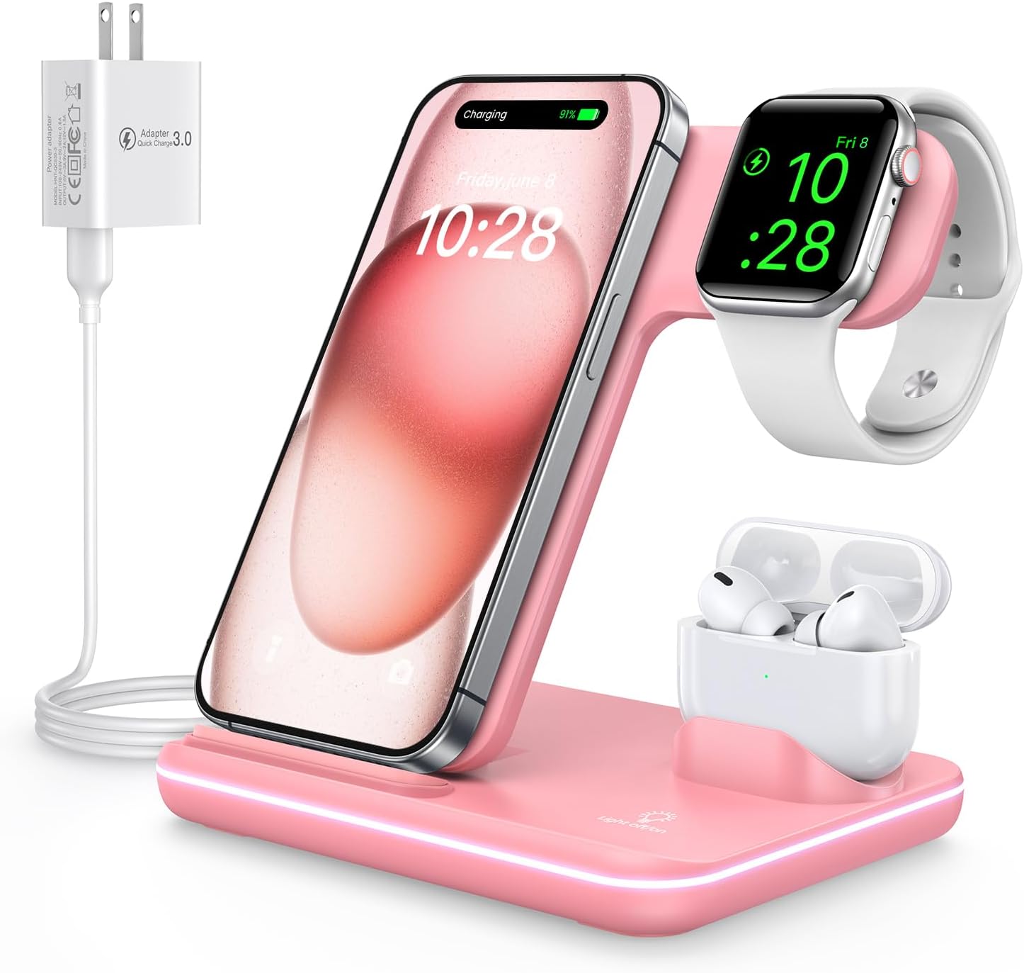 Wireless Charging Station, 3 in 1 Fast Desk Charging