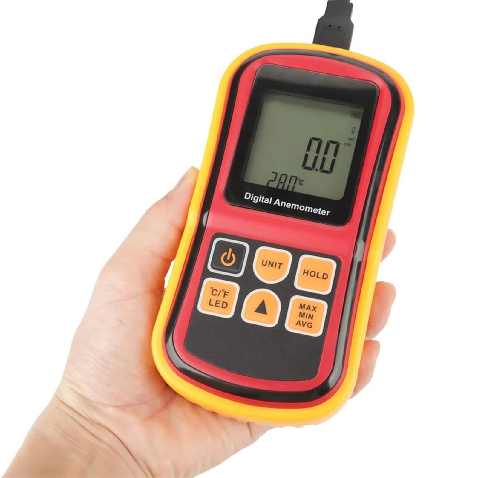 Medidor de Velocidad del Viento LCD Digital de Mano, Anemómetro Probador de Velocidad del Flujo de Aire Dispositivo de Medición con Luz de Fondo para Medir La Velocidad del Viento