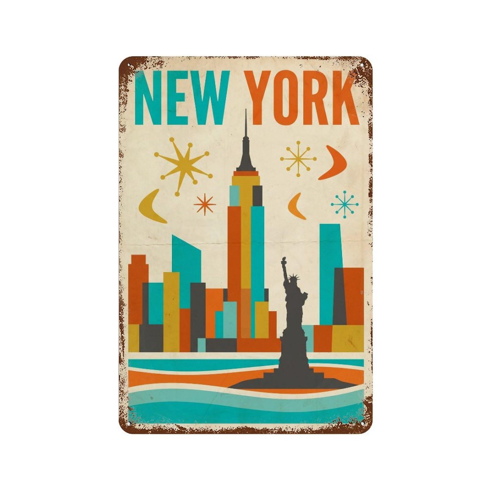 Metal Tin Sign Travel Retro America New York