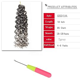 8 Packs Curly Crochet Hair GoGo Curl Crochet hair for Black Women Deep Wave Braiding hair,Synthetic Bohemian Crochet Braid Water Wave Crochet hair Extensions(Tgrey, 18inch)