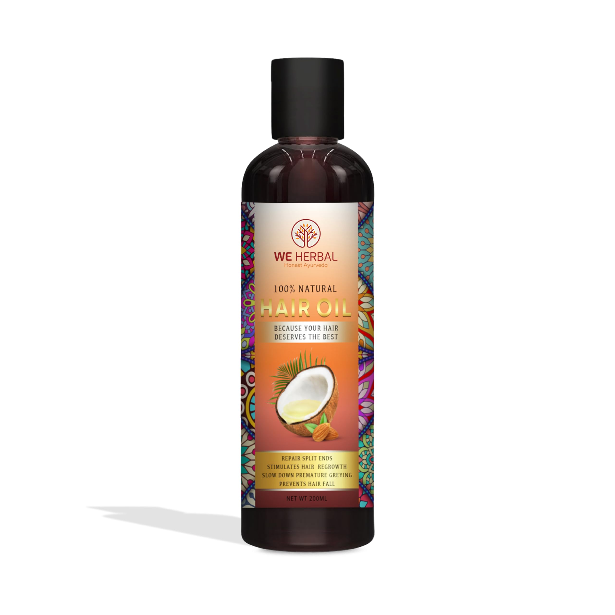 WE HERBAL 100% Natural Hair Oil for Men & Women, Promotes Hair Growth, Prevents Premature Greying & Hair Fall, Chemical Free, For All Hair Types, 200ml