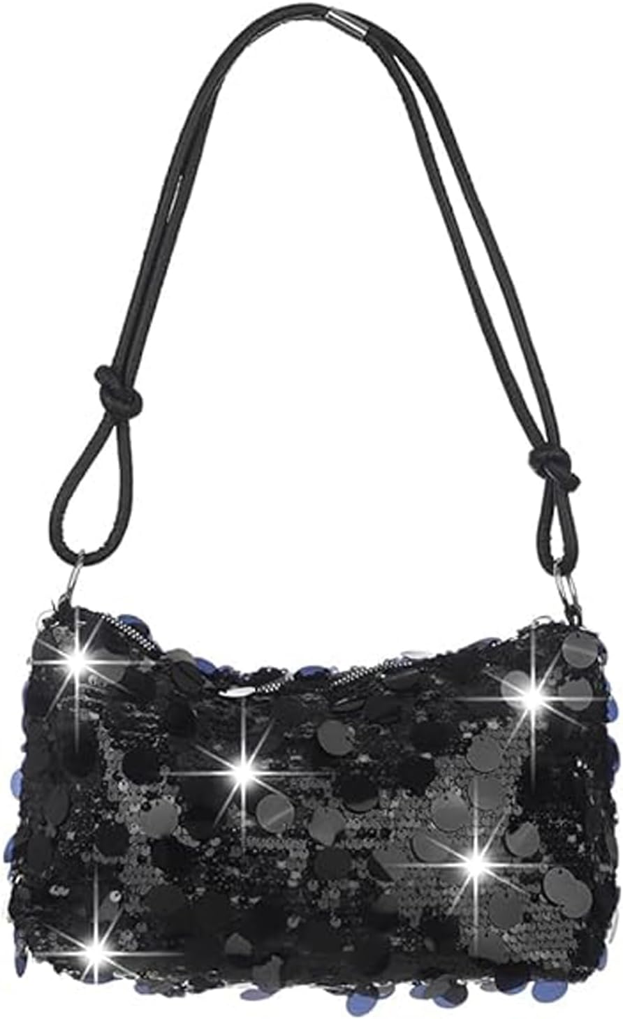 Sequin Clutch Bag for Women, Sparkly Evening Clutch Shoulder Bag Glitter Silver Black Gold Clutchs Bags Y2K Handbags for Girls Ladies for Wedding Party Cocktail Prom