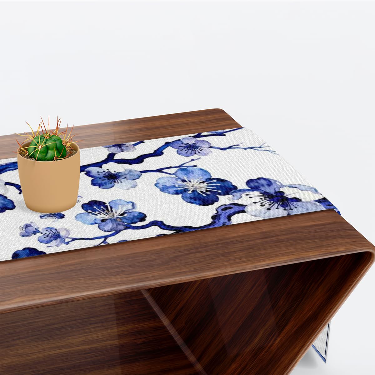 Camino de mesa lavable con flor de cerezo japonés, 183 cm de largo, decoración de mesa de comedor, mesa de café, comedor, boda, fiesta, vacaciones, 33 x 183 cm