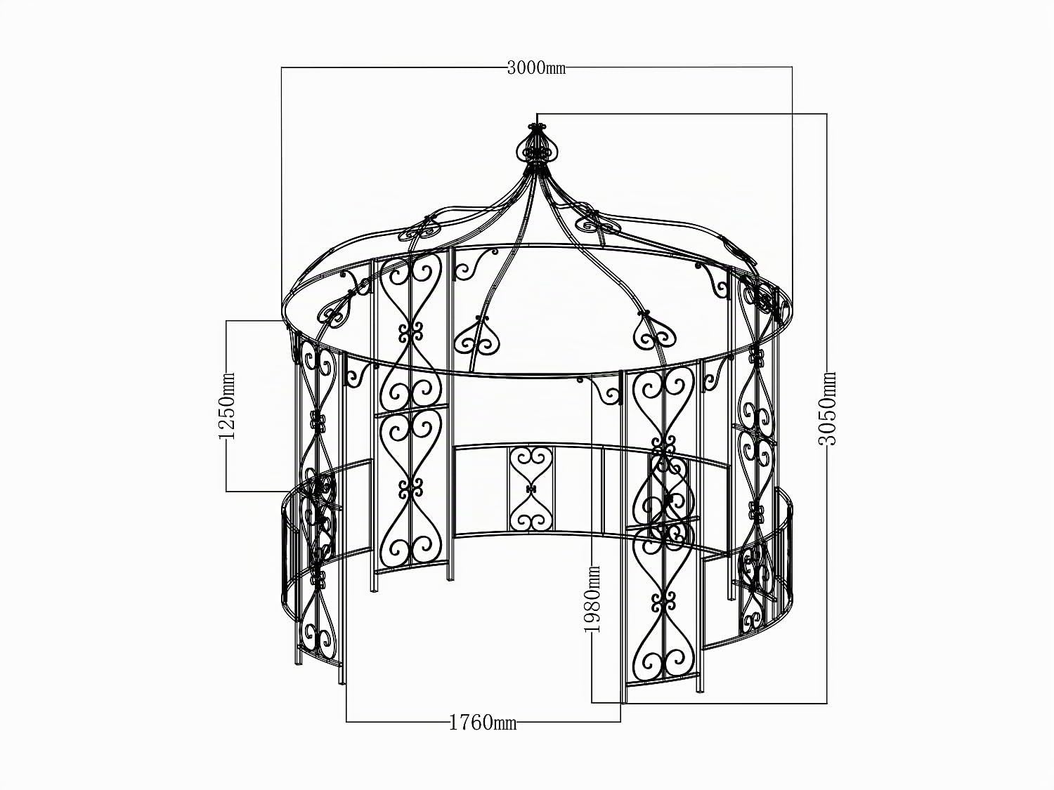 Vente-unique - Kiosque de Jardin en métal façon Fer forgé D300 x H305 cm - Noir - TILCARA