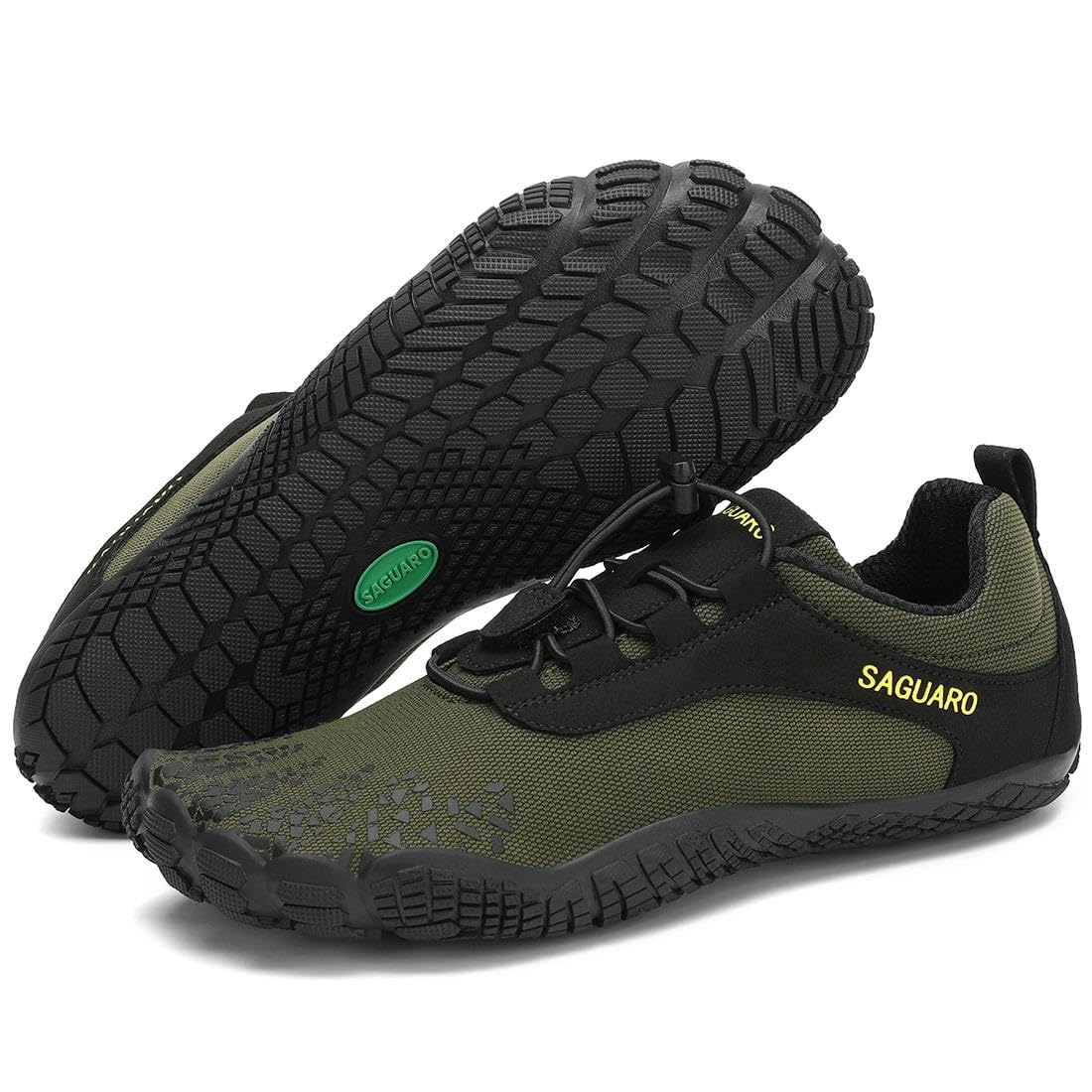 SAGUARO Barfußschuhe Herren Damen Barfussschuhe Ultraleicht Bequem Barefoot Shoes rutschfest Atmungsaktiv mit Breiter Zehenbox für Training Fitness, Armee Grün, 37 EU