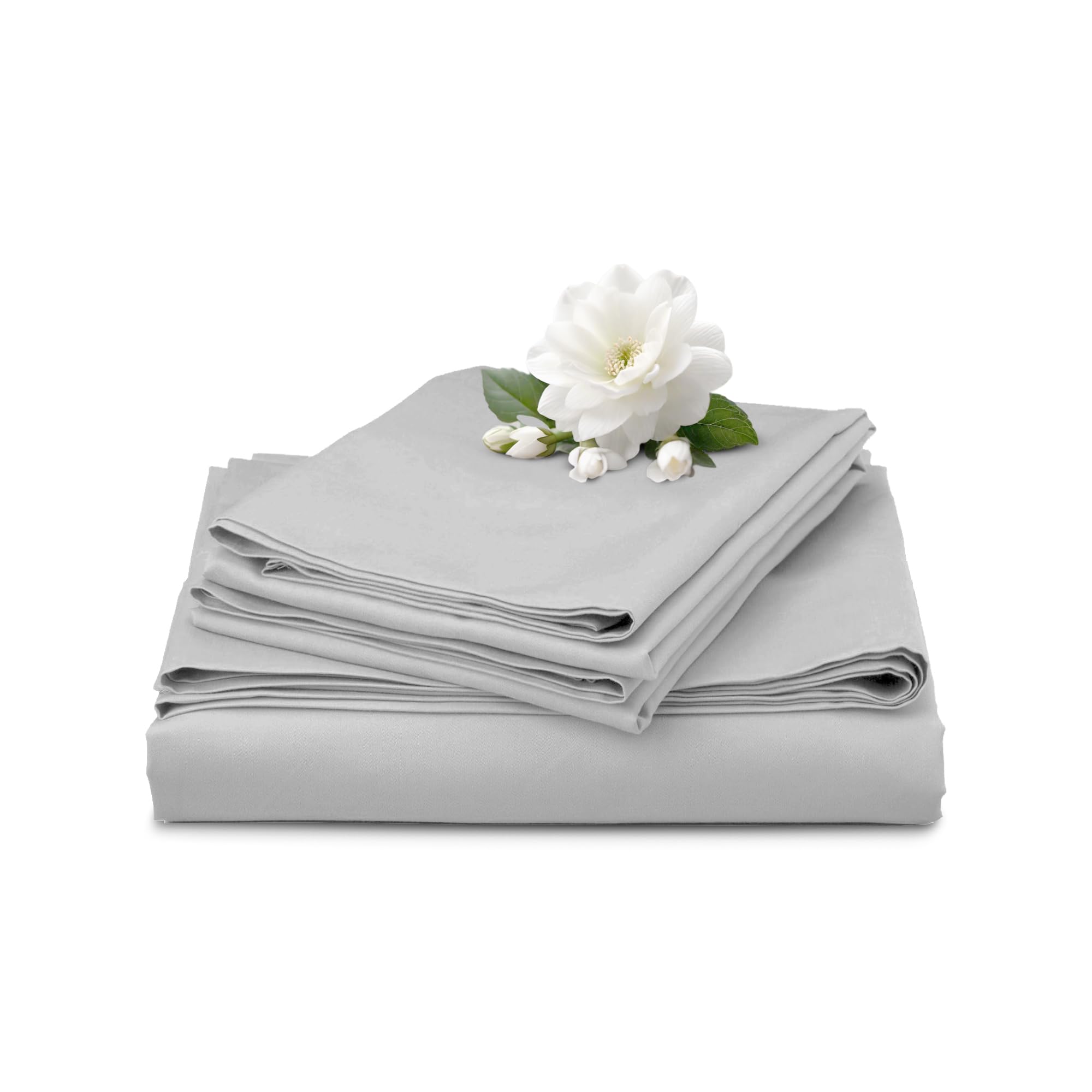 Egyptian Cotton Fitted Sheets 25cm Deep Mattress Pocket 200 Thread Count Fitted Bed Sheet- Soft & Comfortable Bottom Sheet (Silver - Image 3