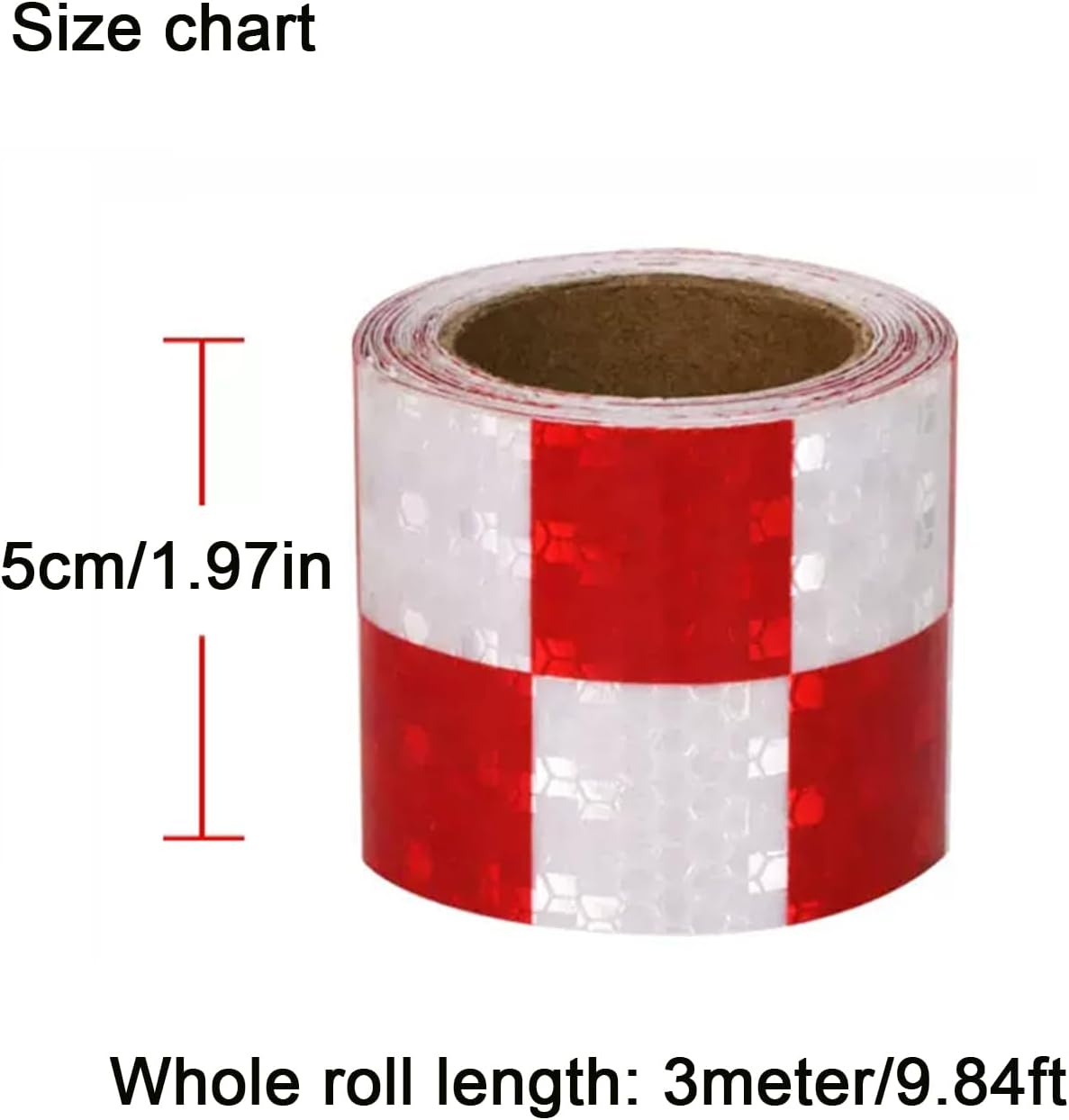 Reflective Tape,Reflective Tape Safety Reflector 5 cm x 3 Meters Outdoor Waterproof Adhesive Conspicuity Tape for Trailer, Trucks, Cars, Yachting, Outdoor(Red White)