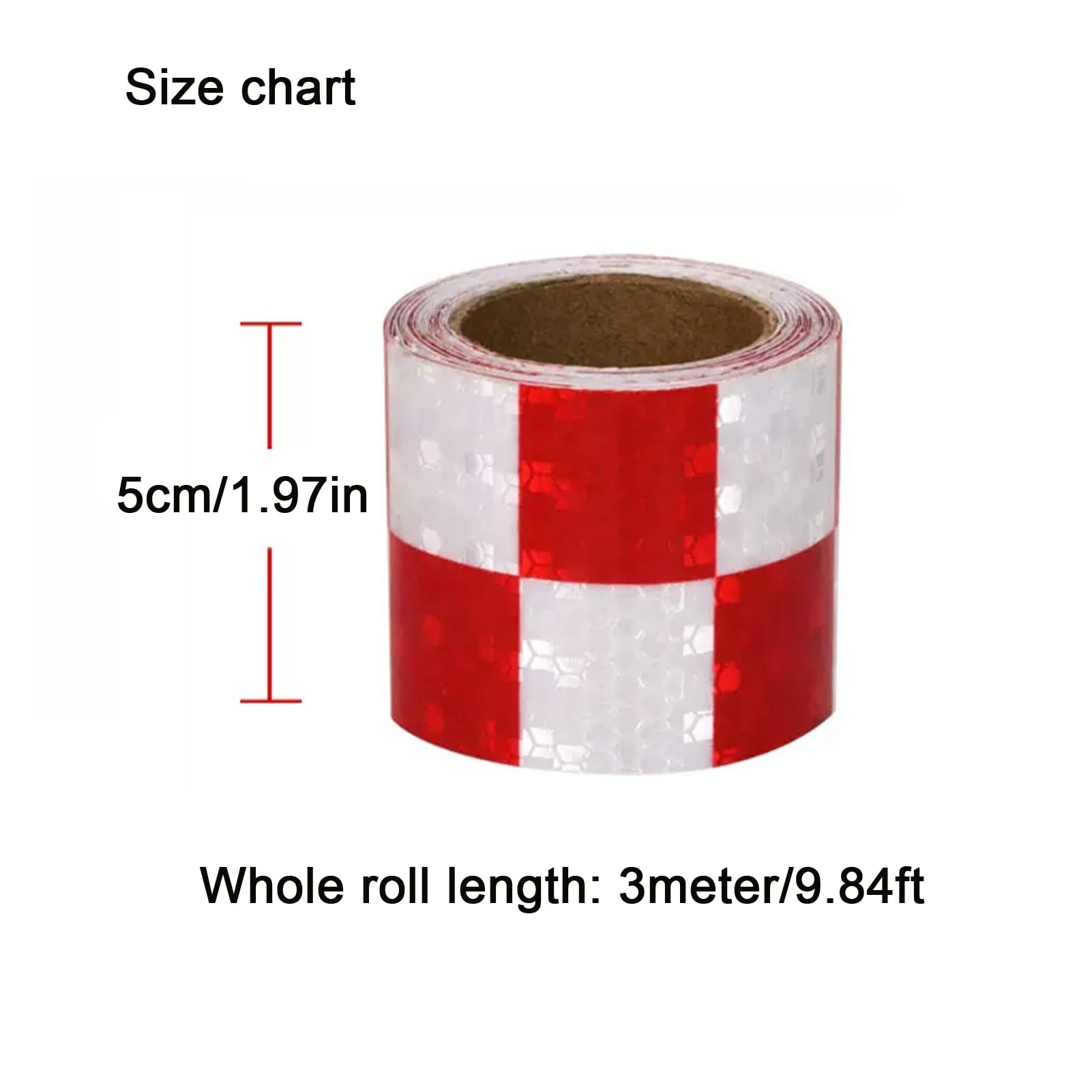Cinta de señalización, Cinta Reflectante Reflectora 5 cm x 3 metros Adhesiva de Conspicuidad for Exteriores for Remolques, Camiones, Autos, Yates(Red White)